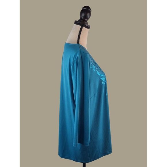 Bob Mackie Wearable Art Blue Sequin Blouse Size Large NWOT - Picture 4 of 8